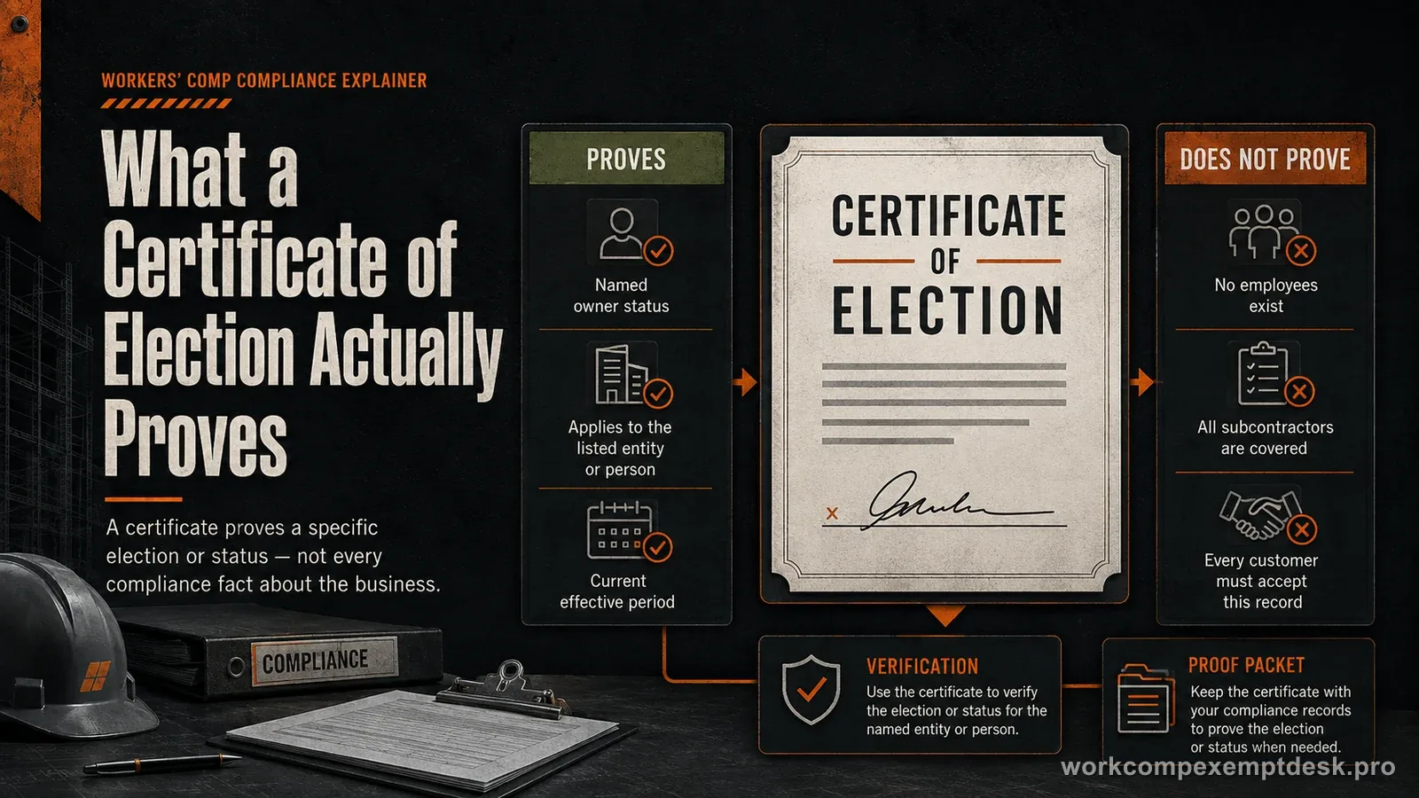 What a Certificate of Election Actually Proves — workers' compensation compliance explainer